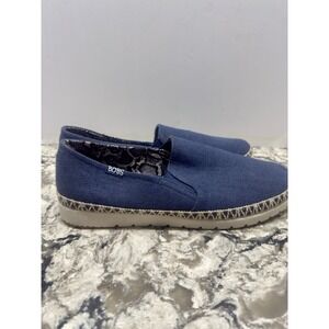 Skechers Bobs Size 11 BREEZE Navy Canvas Jute Loafers Flats Womens Shoes
